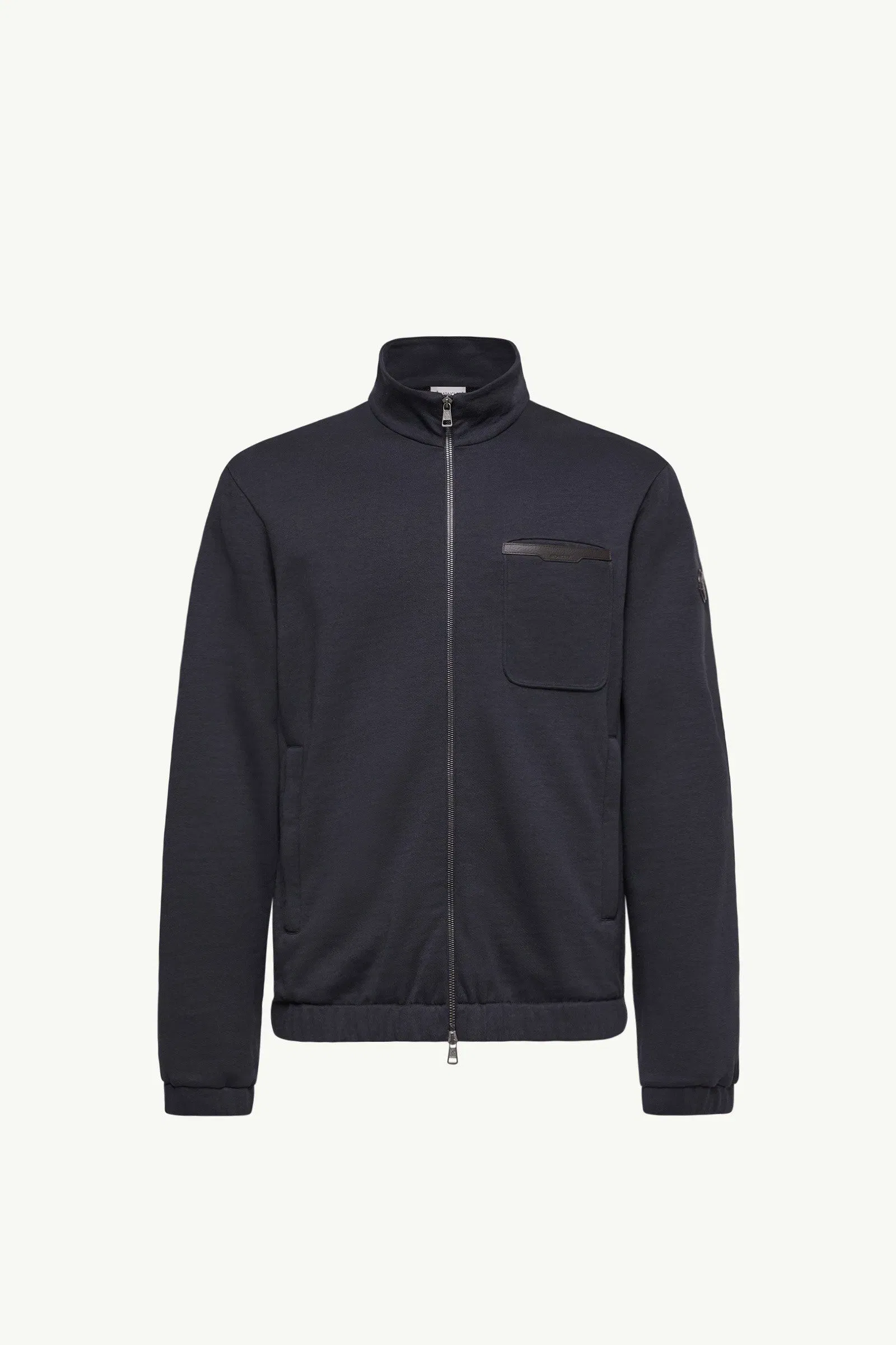 Moncler Cotton Blend Zip-Up Sweatshirt Dark Blue Dark Blue