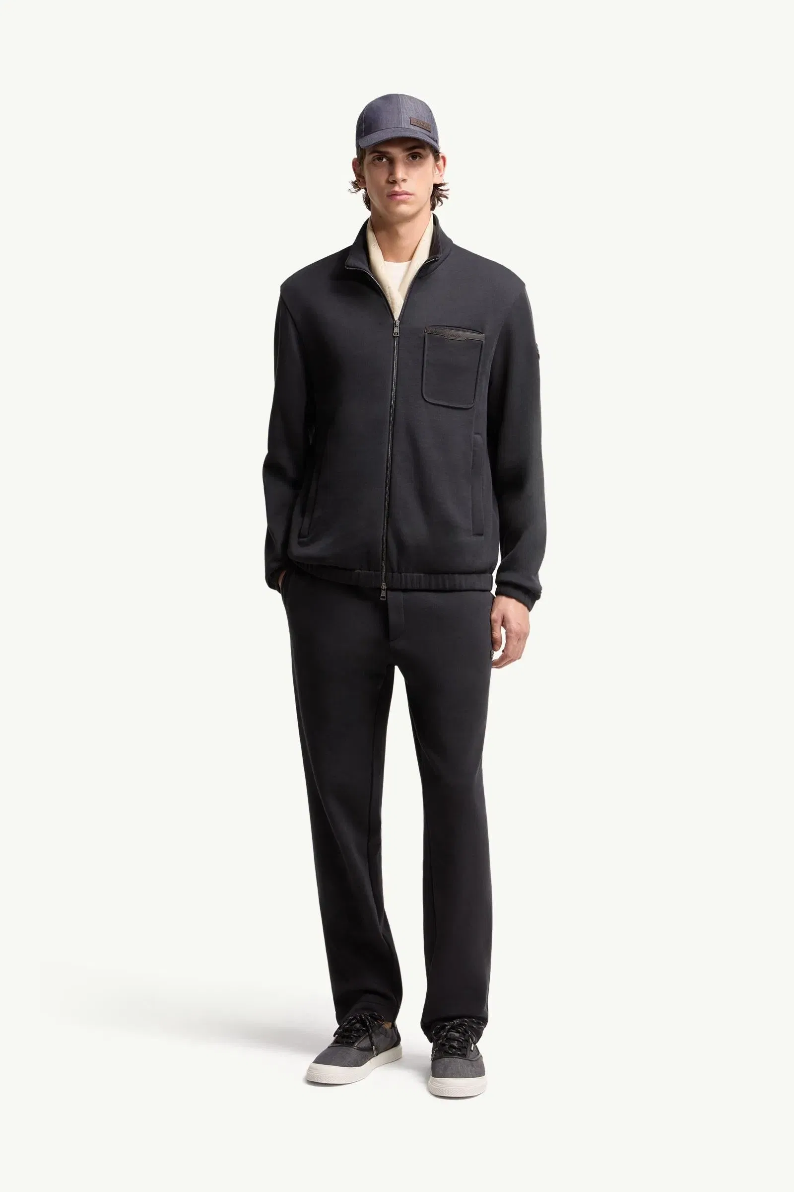 Moncler Cotton Blend Zip-Up Sweatshirt Dark Blue Dark Blue