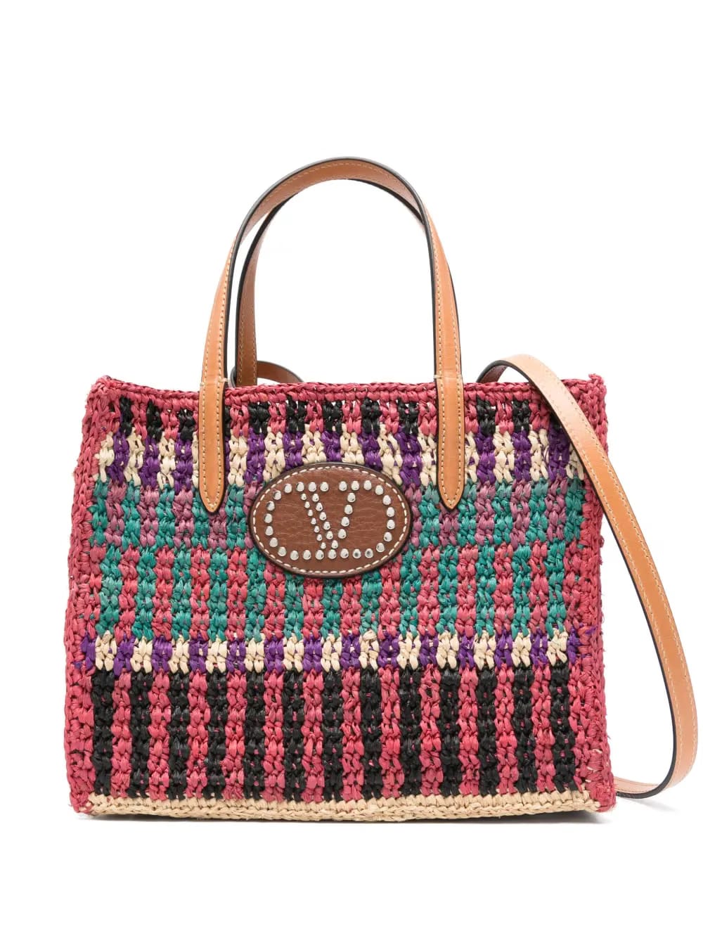VLogo raffia tote bag