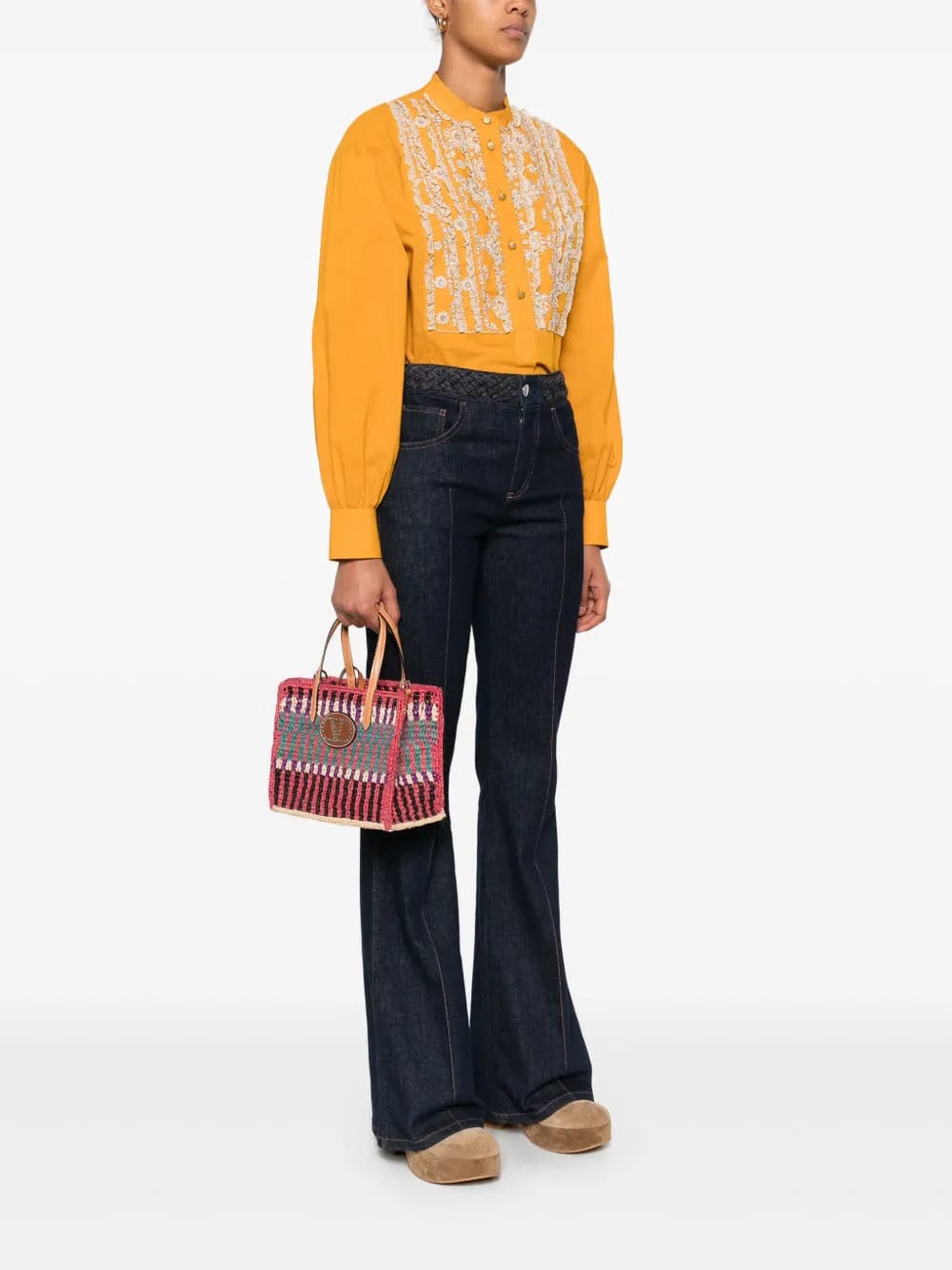 VLogo raffia tote bag