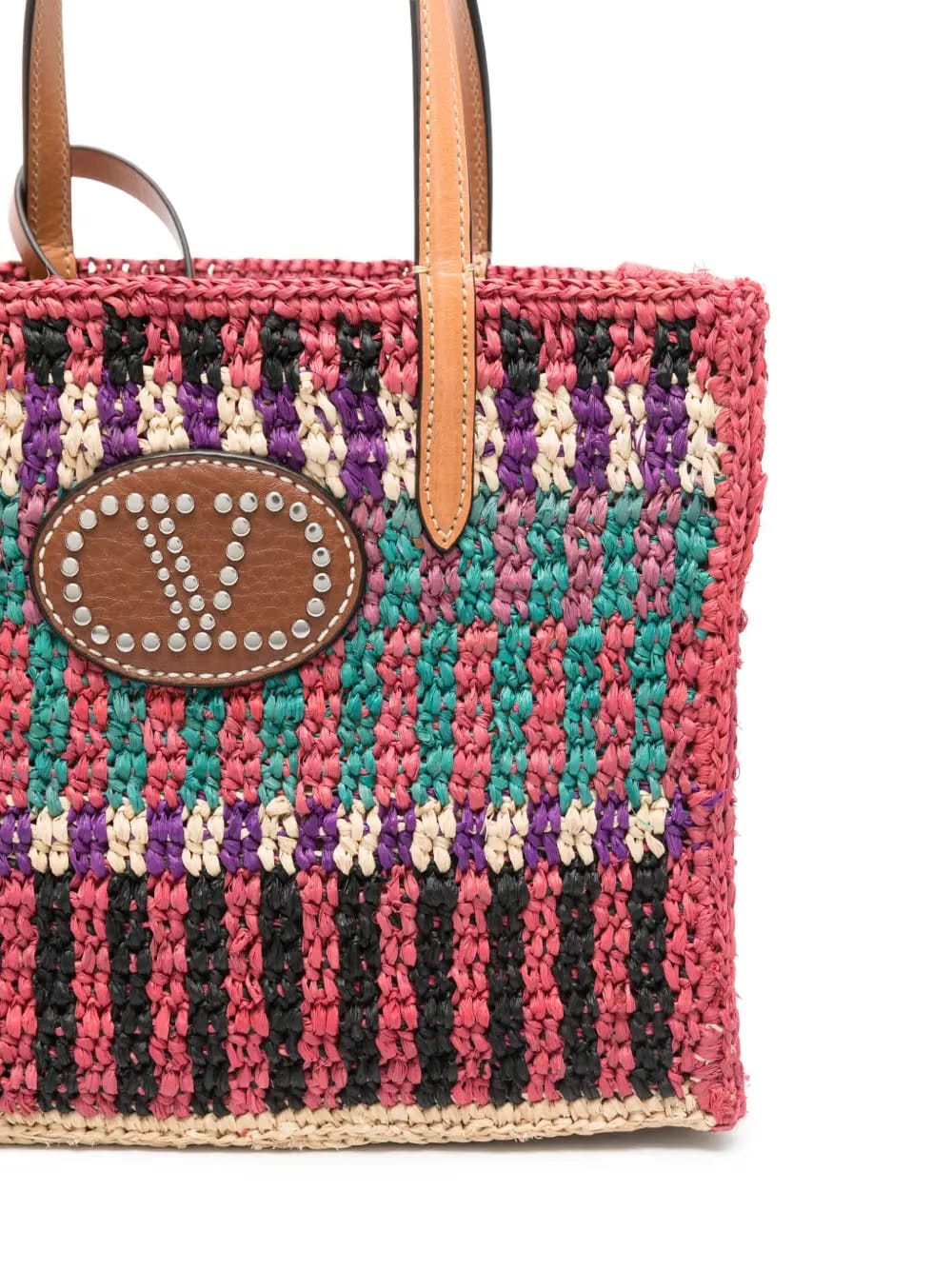VLogo raffia tote bag