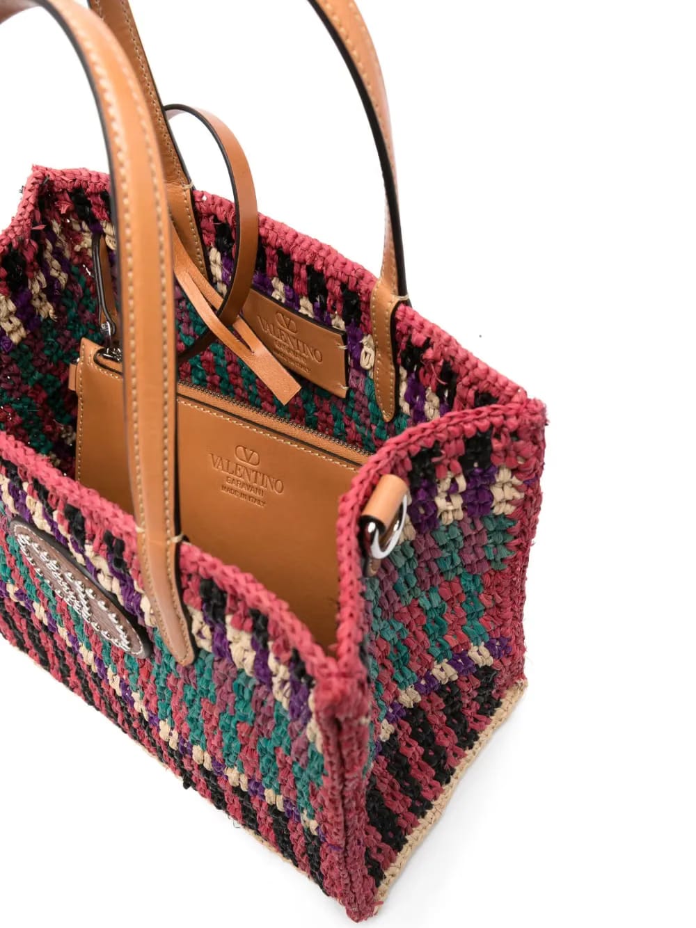 VLogo raffia tote bag
