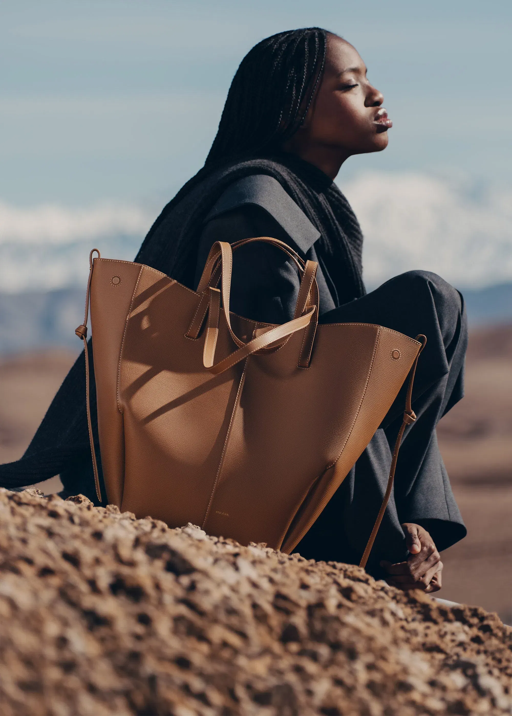 Polene Cyme Tote Textured Camel