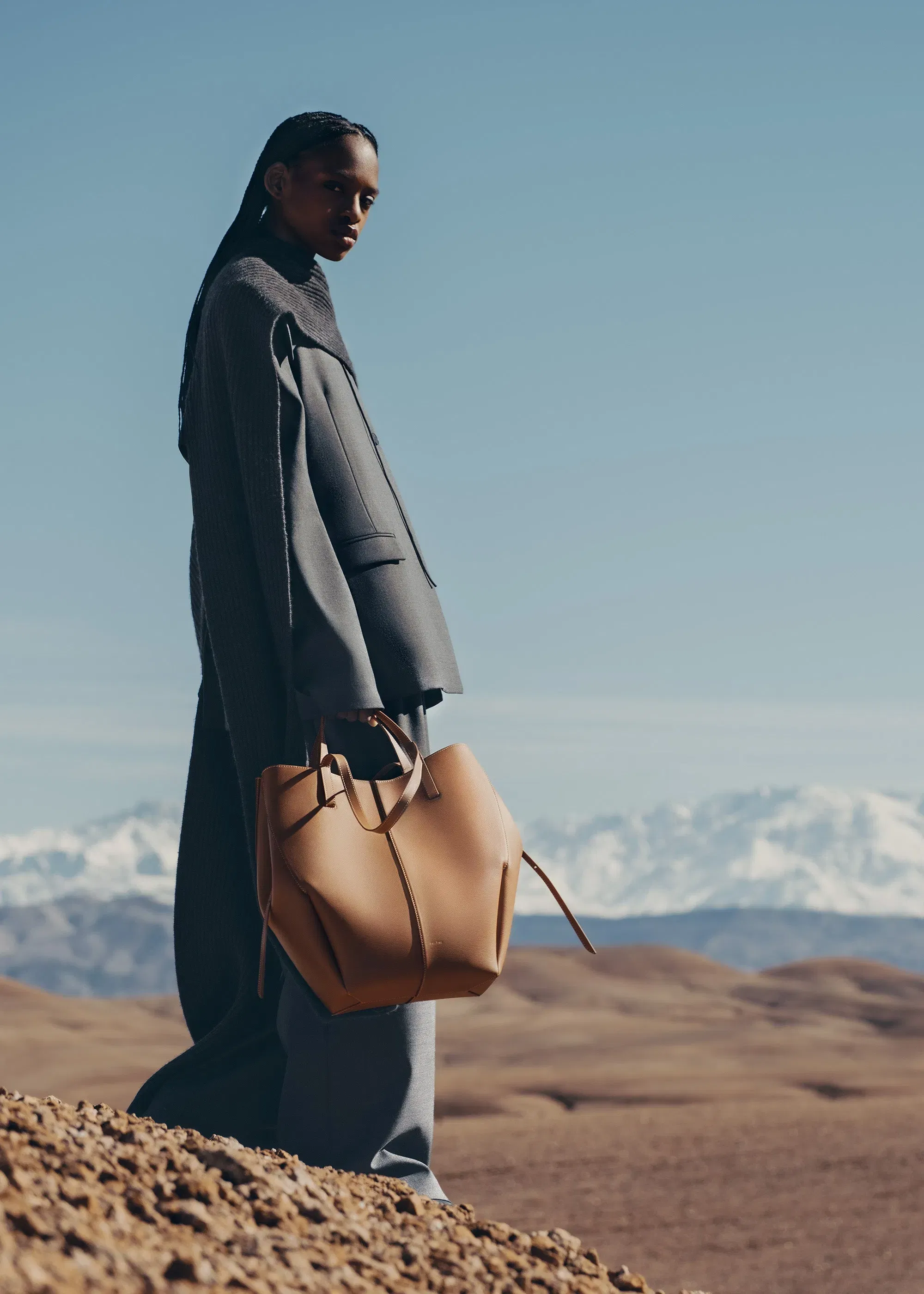 Polene Cyme Tote Textured Camel