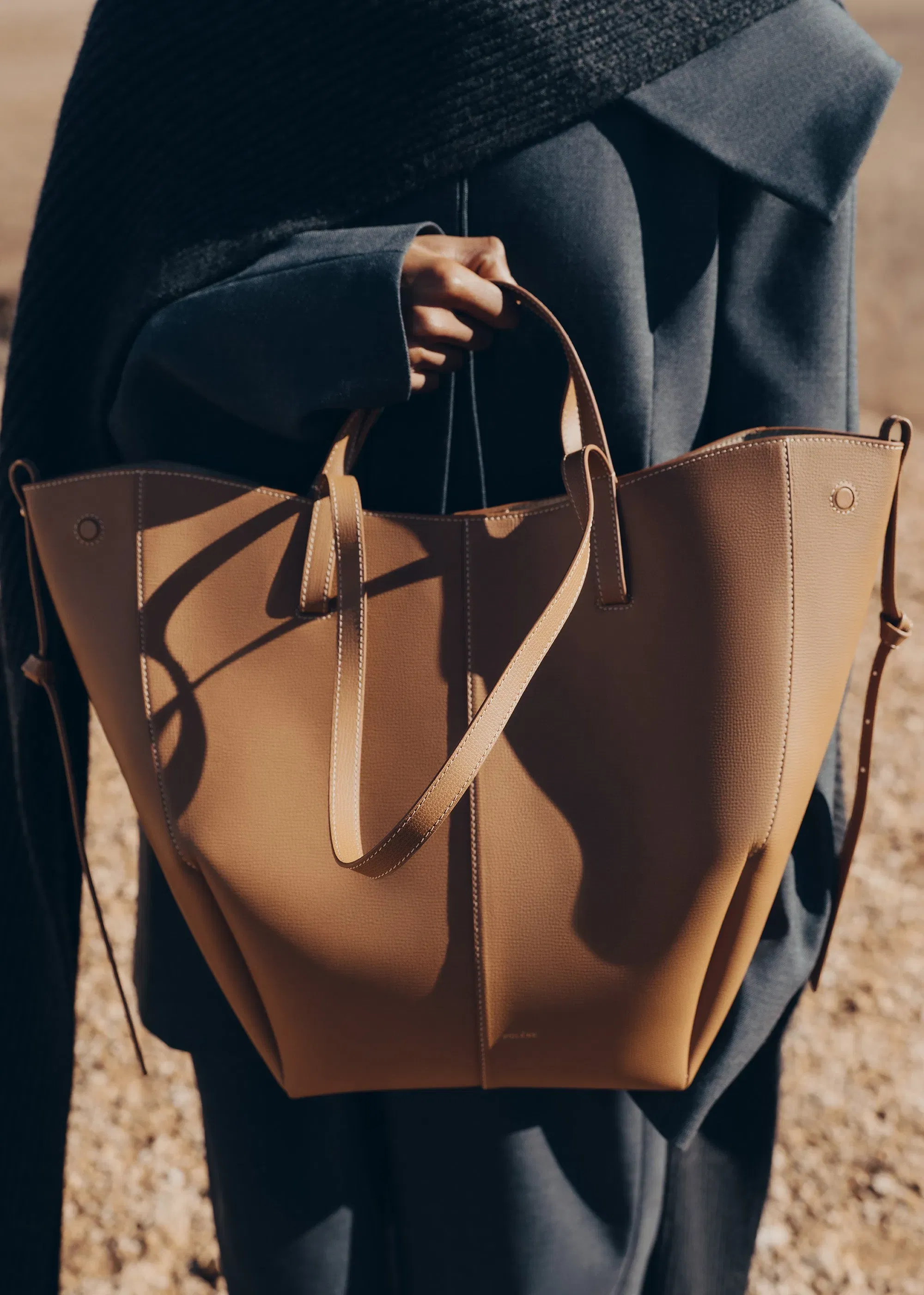Polene Cyme Tote Textured Camel