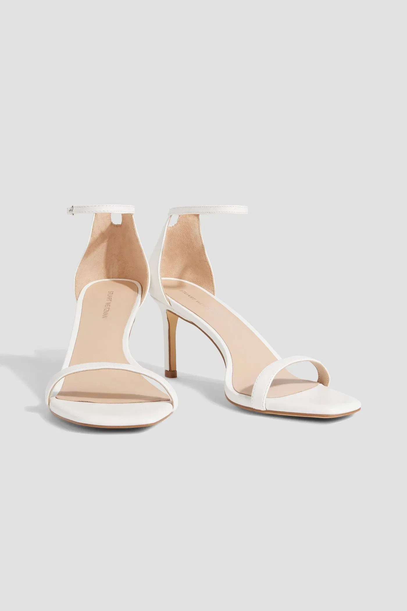Stuart Weitzman Amelina 75 Leather Sandals White Women's