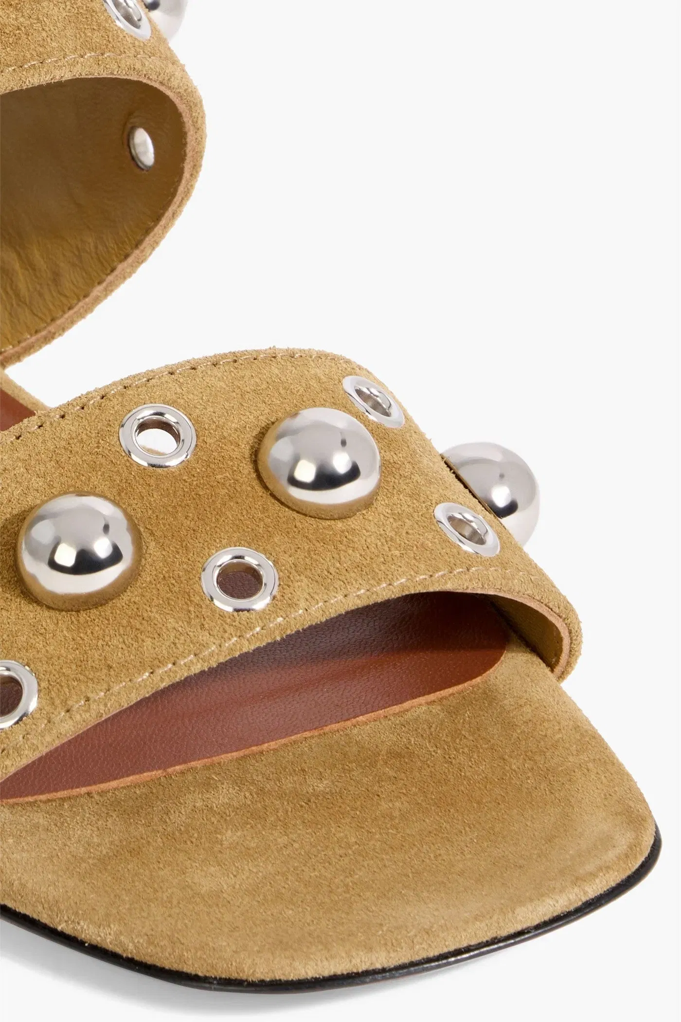Valentino Garavani Nellcte Embellished Suede Slides Sand Women's