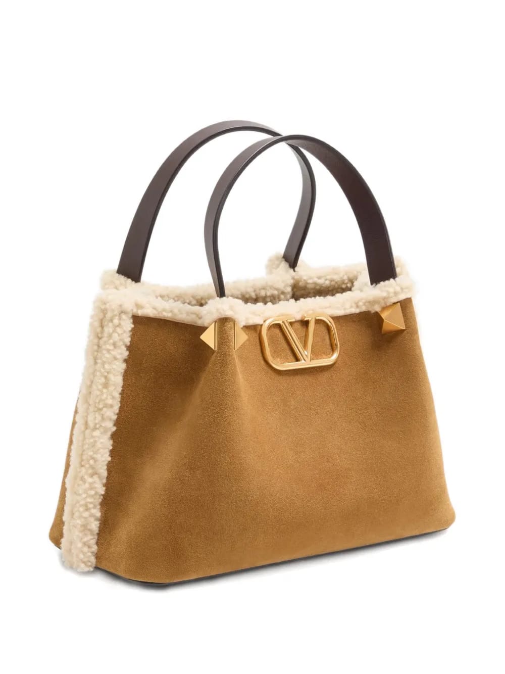 small VLogo Signature suede tote bag