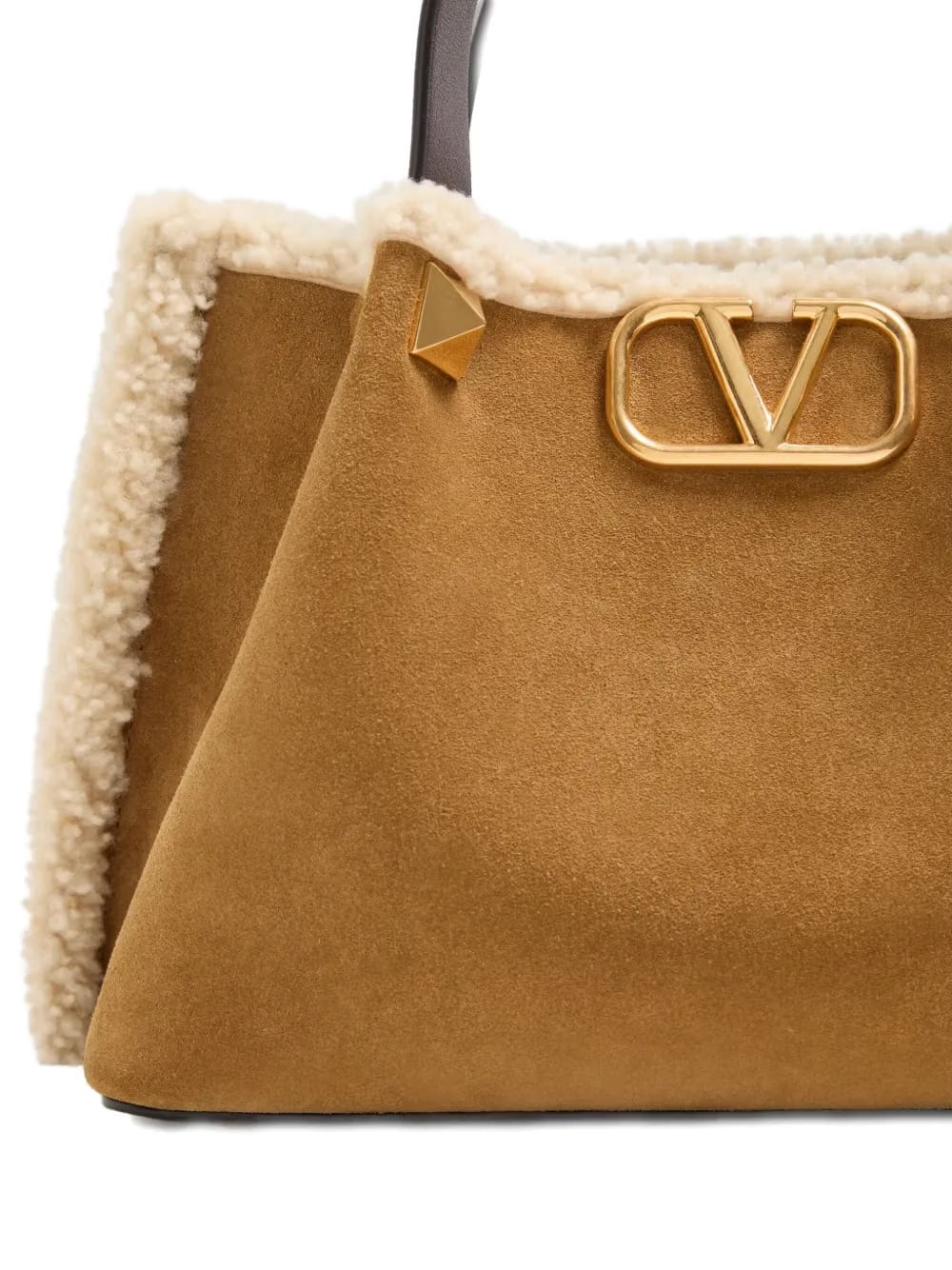 small VLogo Signature suede tote bag