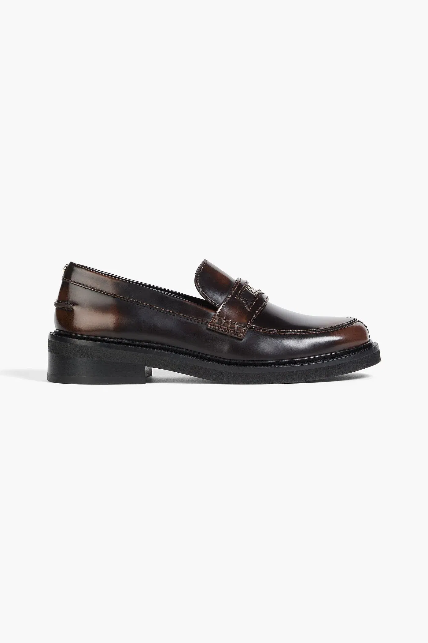 Maje Embellished Leather Loafers Chocolate Women's