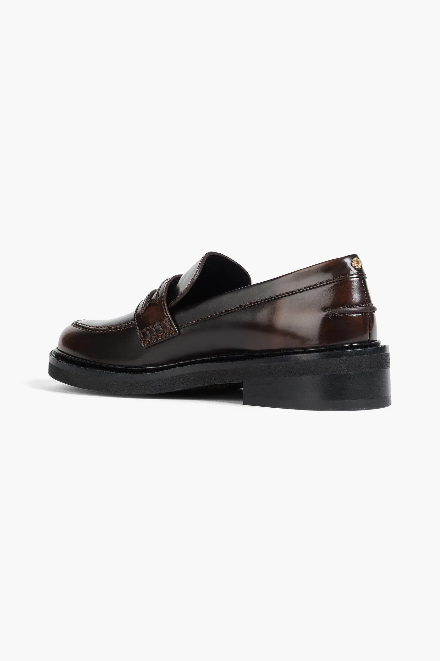 Maje Embellished Leather Loafers Chocolate Women's