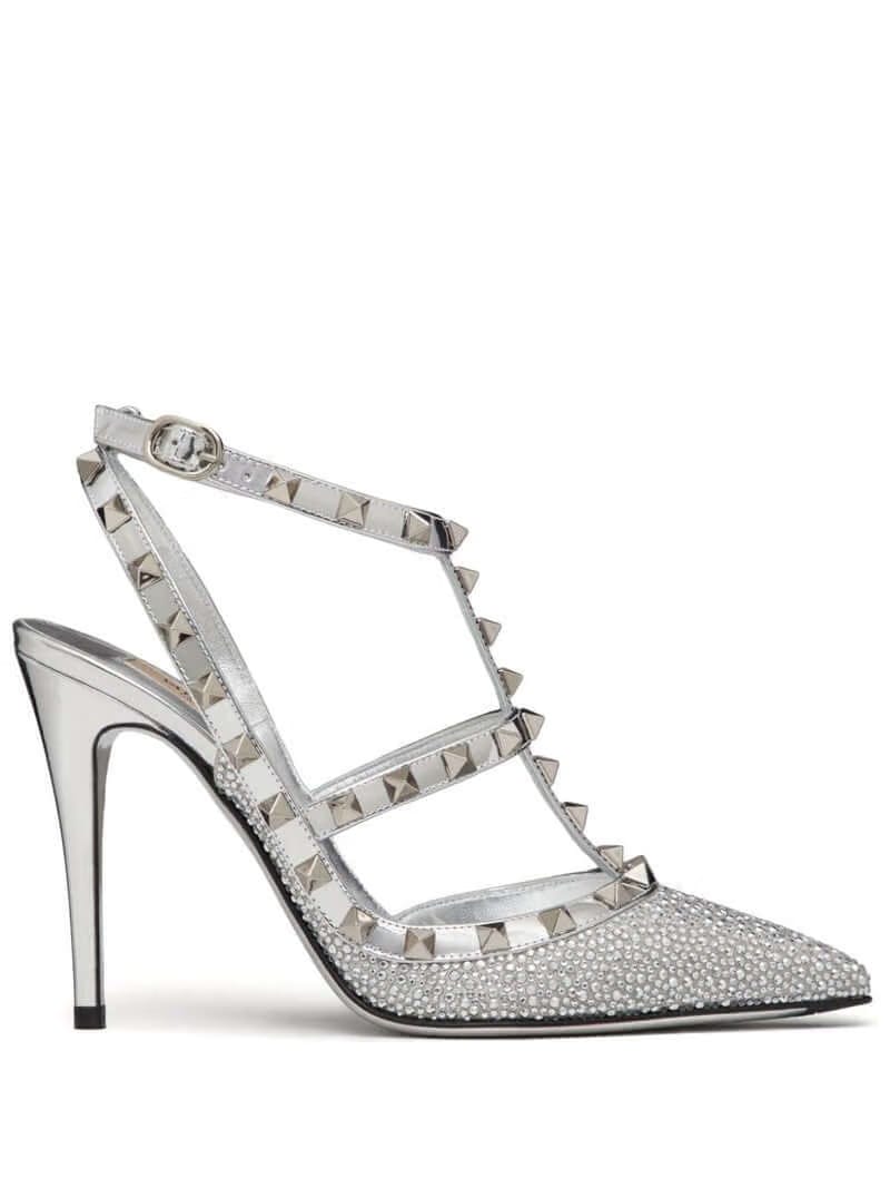 Rockstud 100mm crystal-embellished pumps
