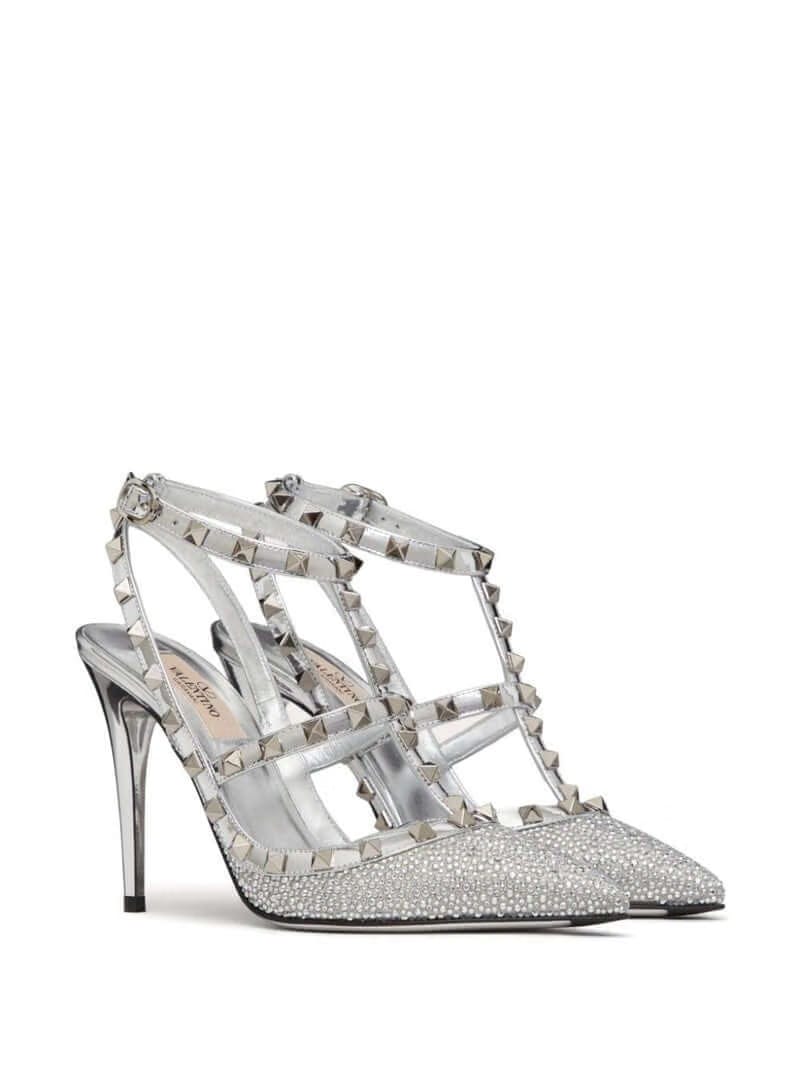 Rockstud 100mm crystal-embellished pumps
