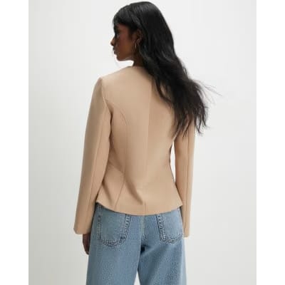 Beige Long Sleeve Pleated Jacket
