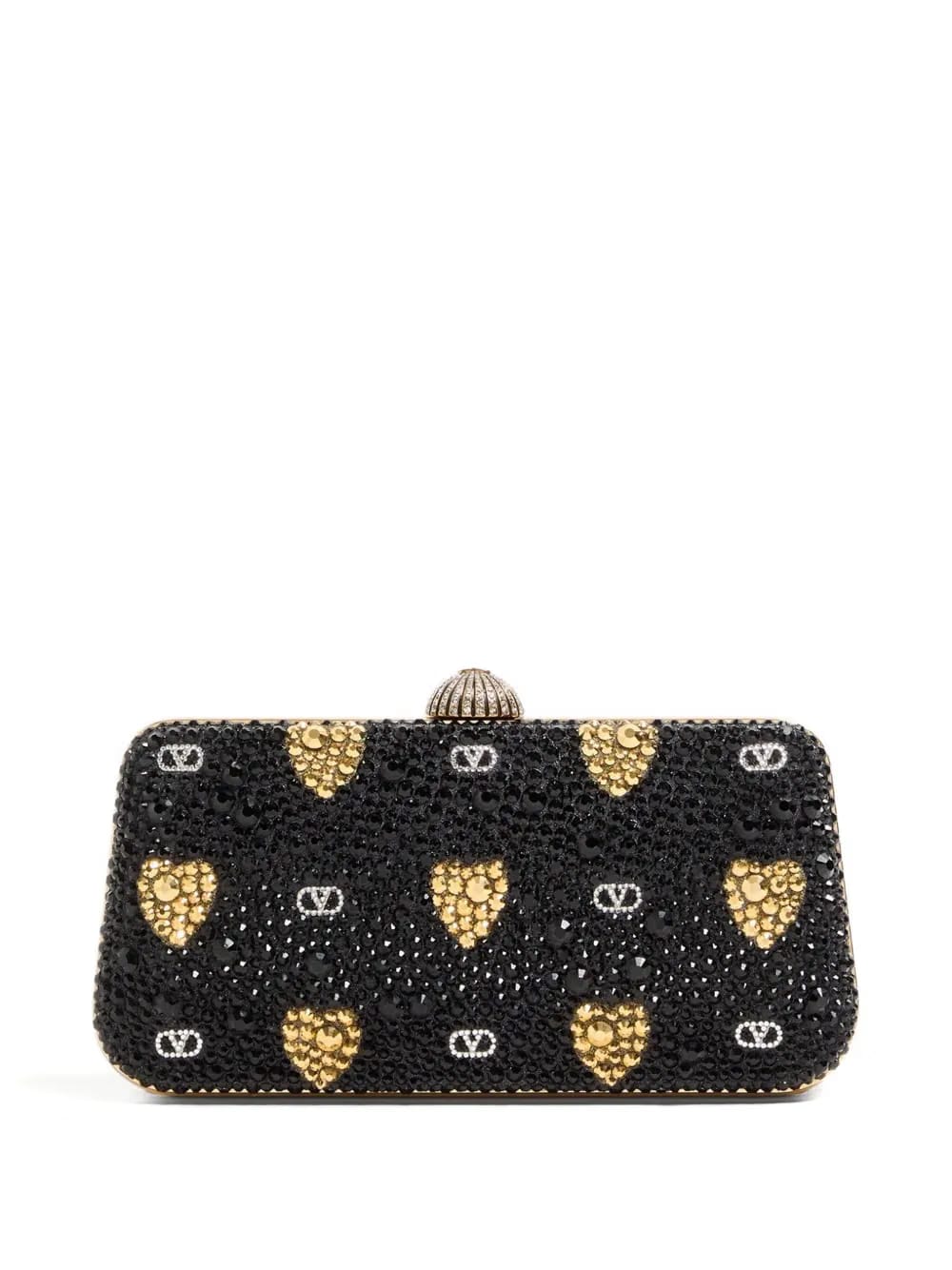 heart motif embellished clutch bag