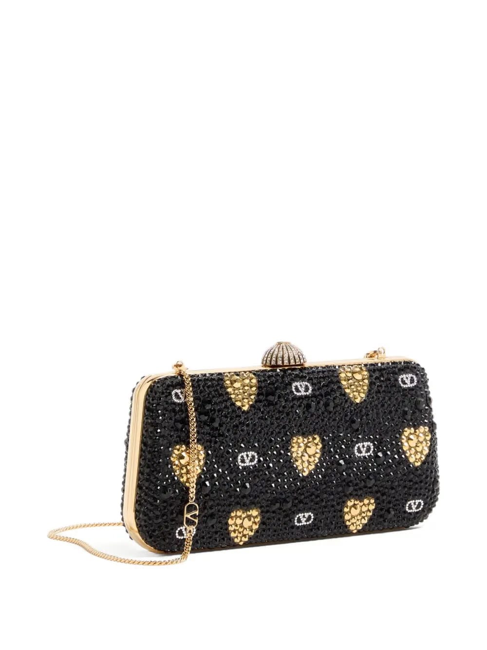 heart motif embellished clutch bag