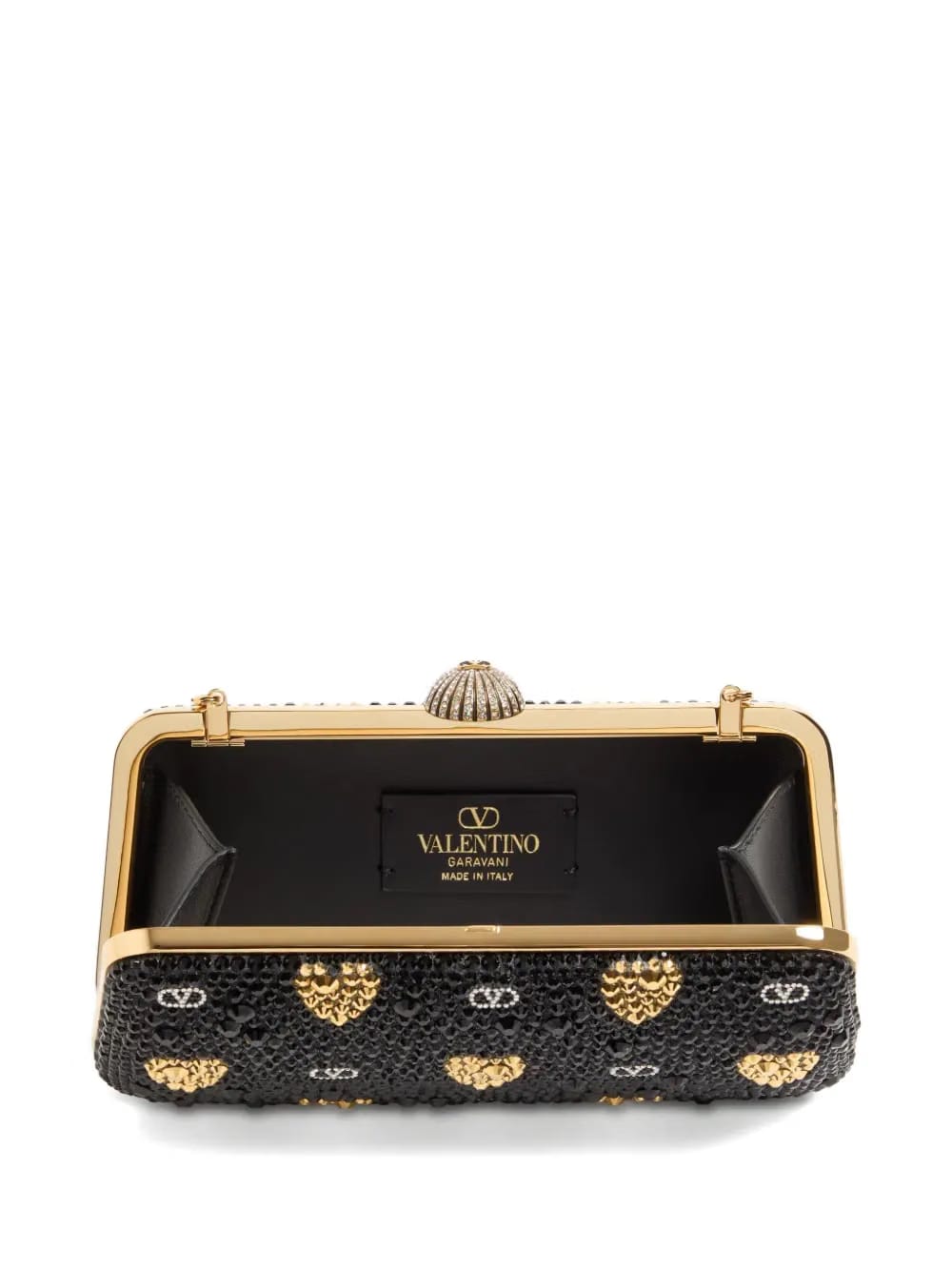 heart motif embellished clutch bag
