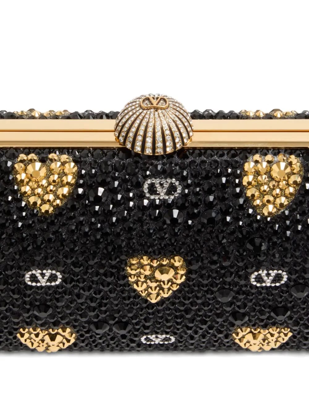 heart motif embellished clutch bag