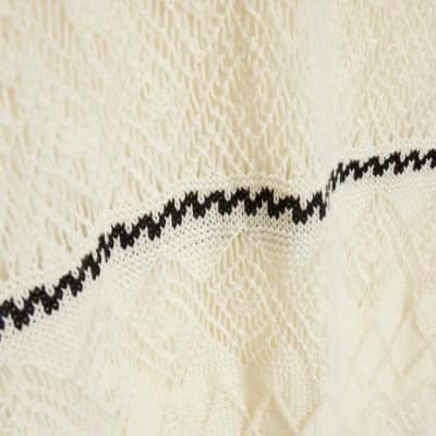 White Striped Knit Midi Dress