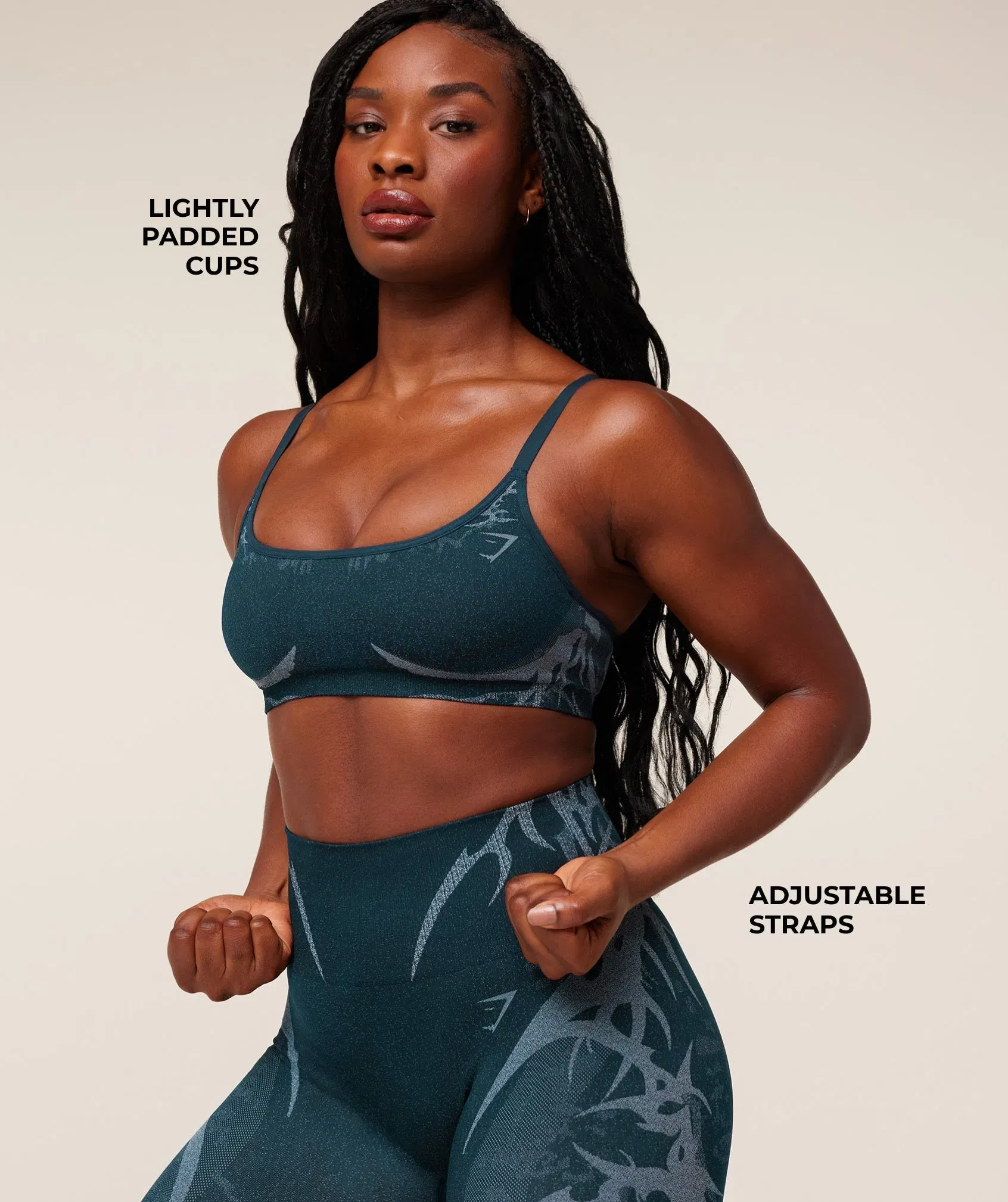 Gymshark Storm Seamless Sports Bra - Deep Petrol Blue/Smoke Blue