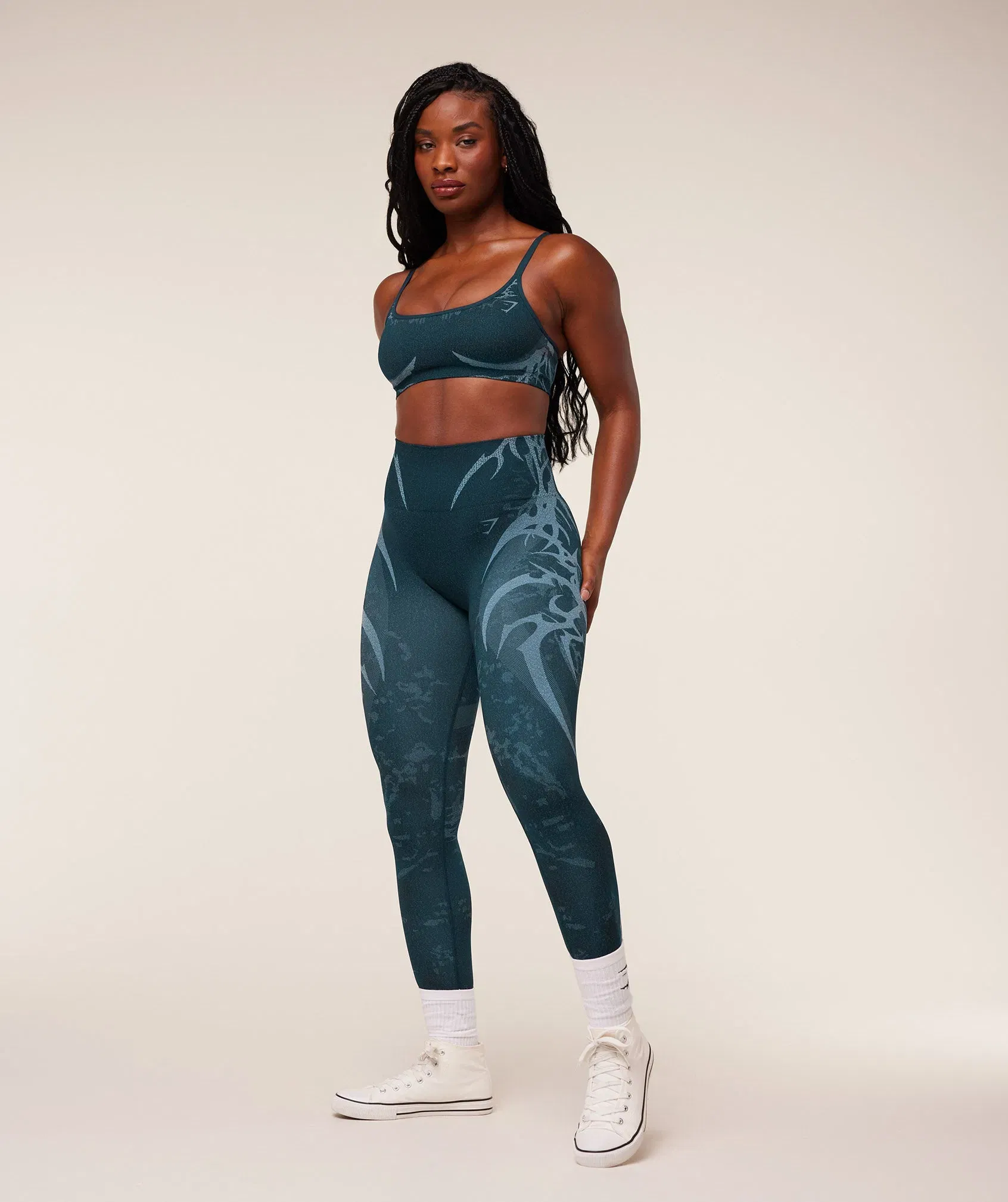 Gymshark Storm Seamless Sports Bra - Deep Petrol Blue/Smoke Blue
