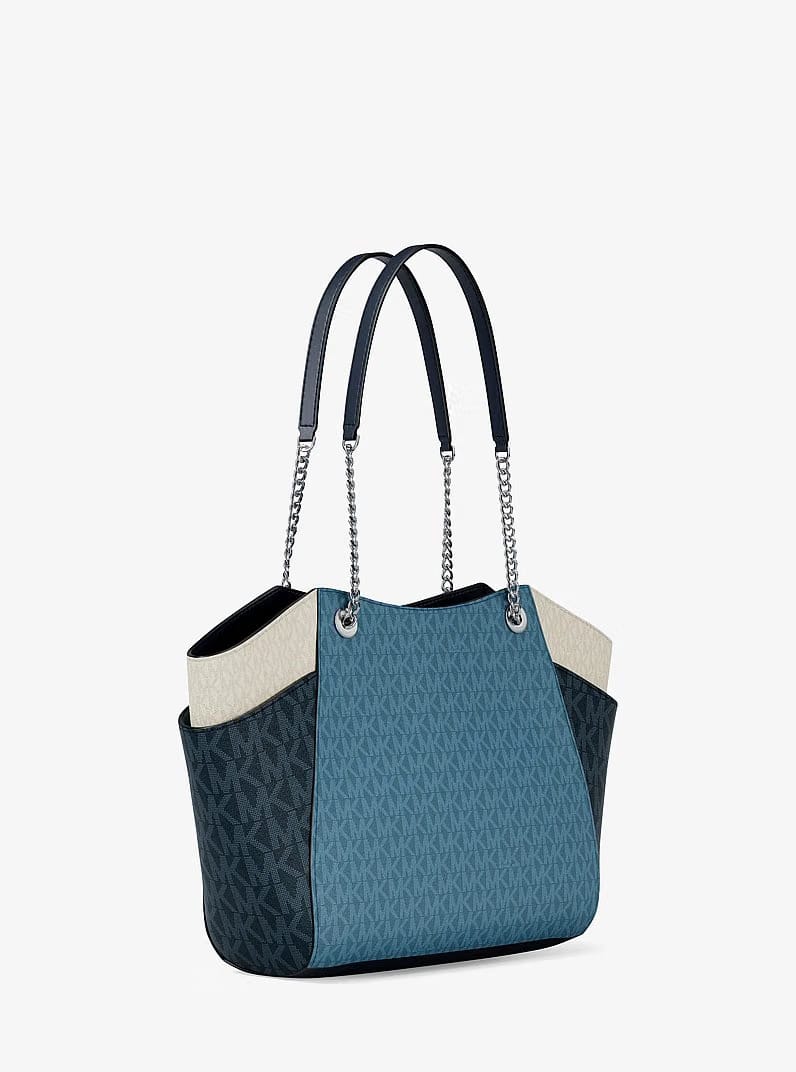 Jet Set Large Color-Block Signature Logo Shoulder Bag
