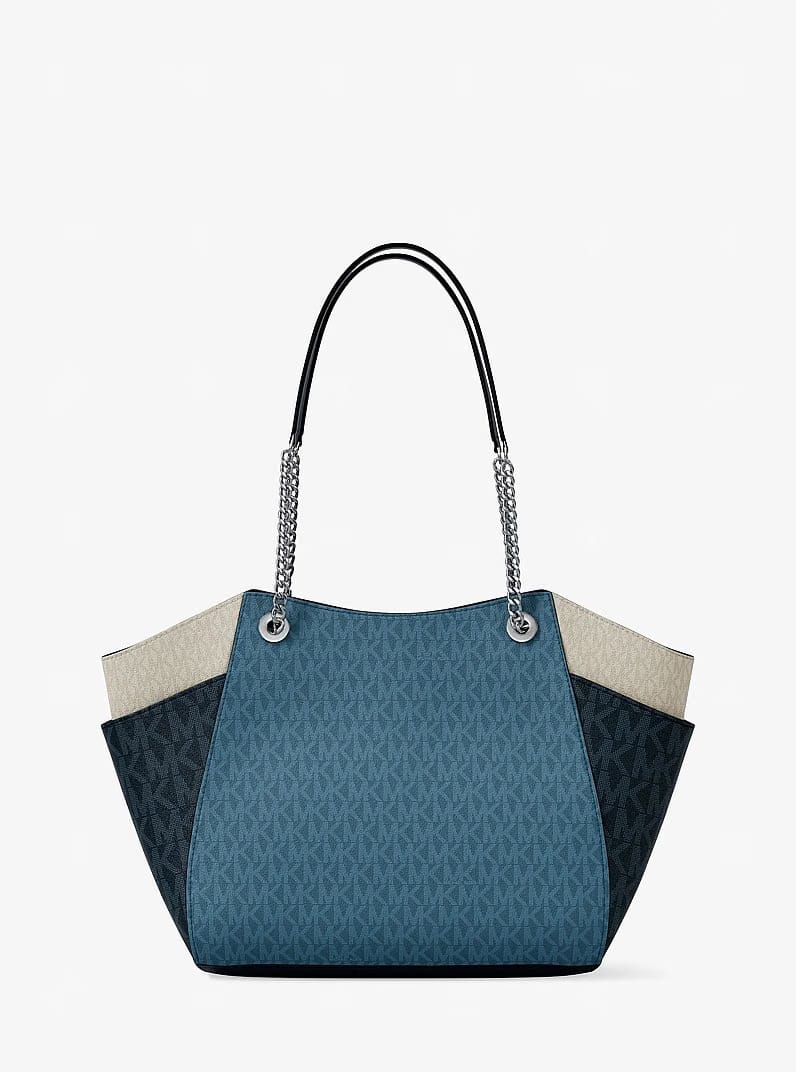 Jet Set Large Color-Block Signature Logo Shoulder Bag