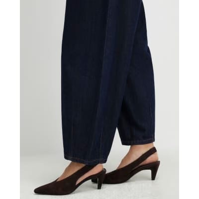 Petite Blue Pull On Barrel Jeans