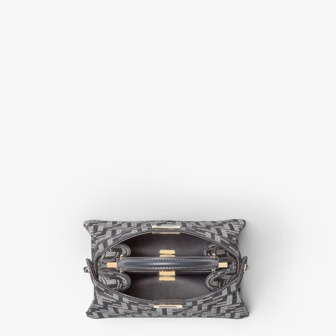 Dark blue denim-effect FF jacquard bag