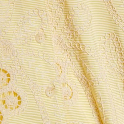 Yellow Embroidered Crochet Shirt