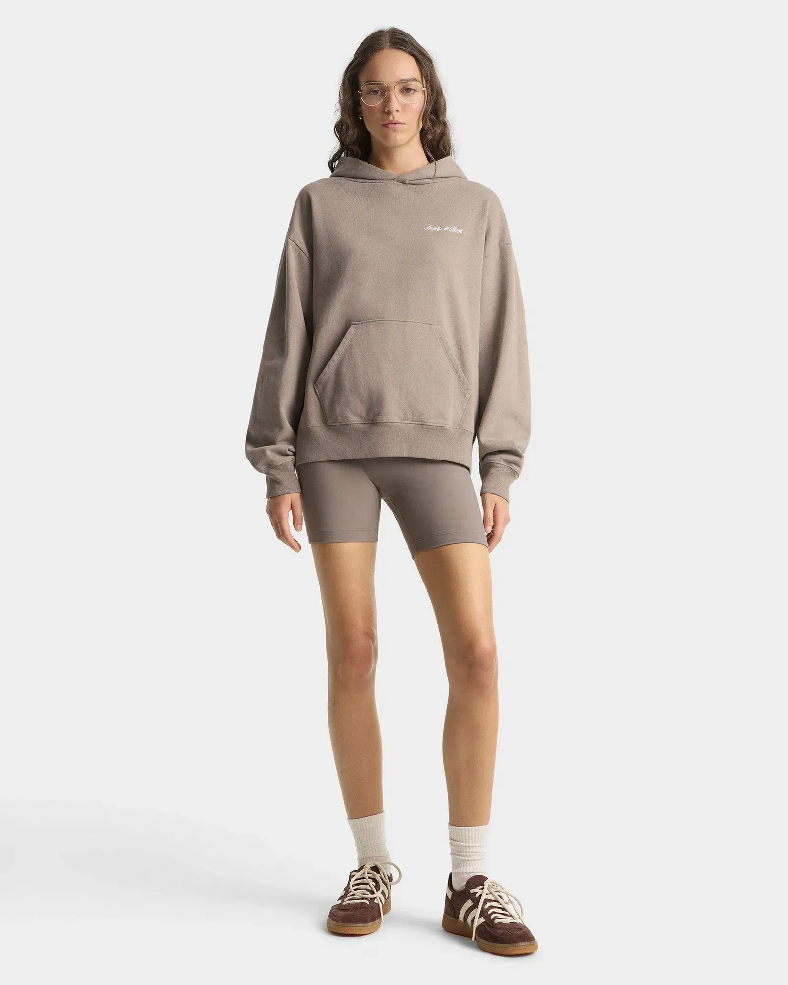 Signature Logo Embroidered Hoodie - Hazelnut/White