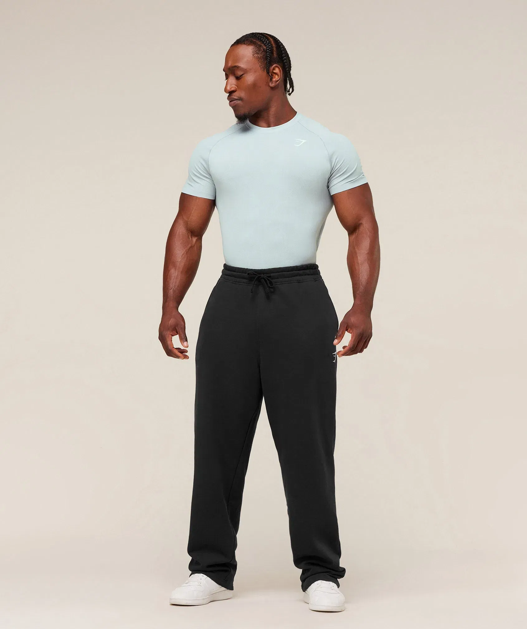 Gymshark Geo Seamless T-Shirt - Smoke Blue/Soft White