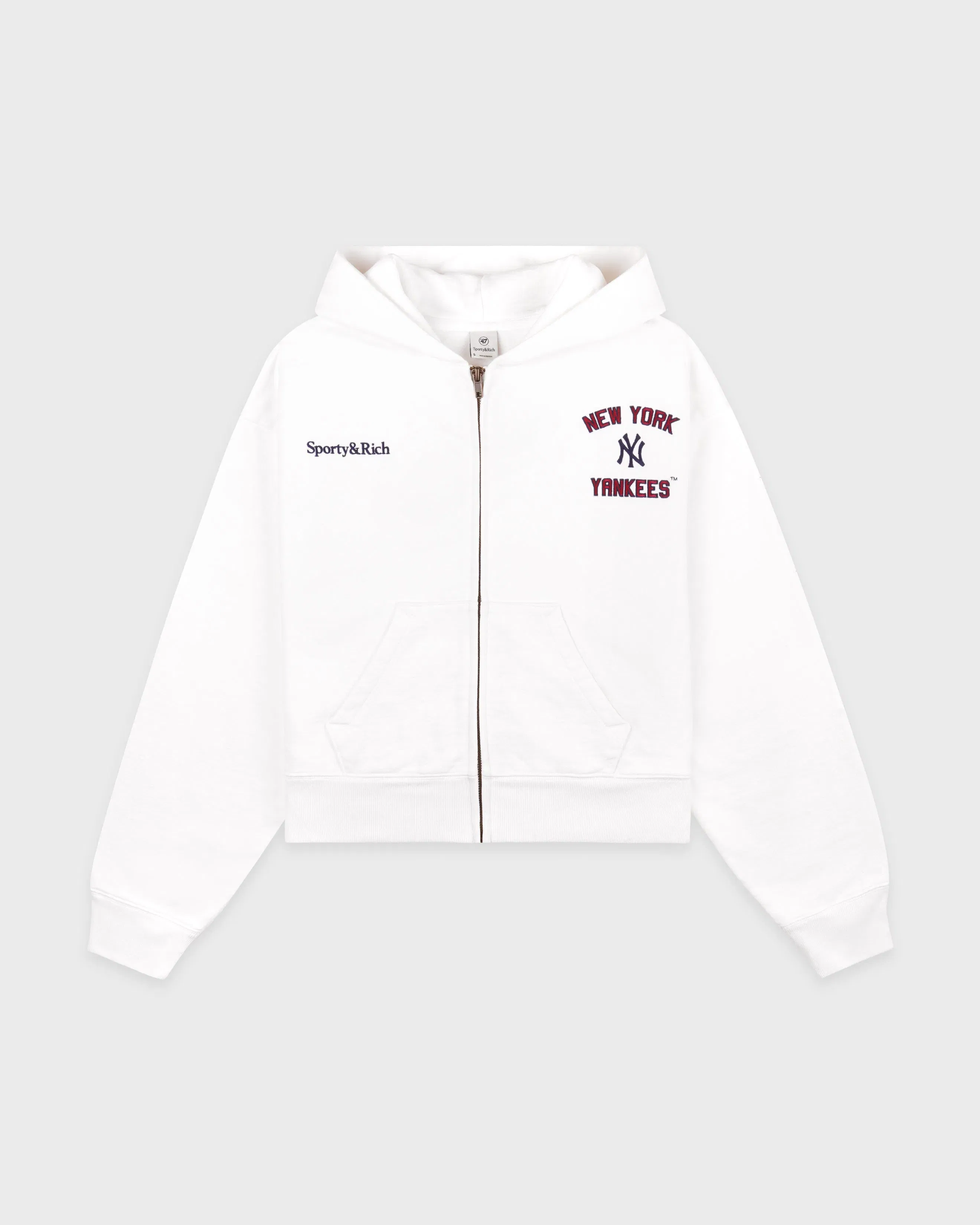 Homerun Cropped Zip Hoodie - White