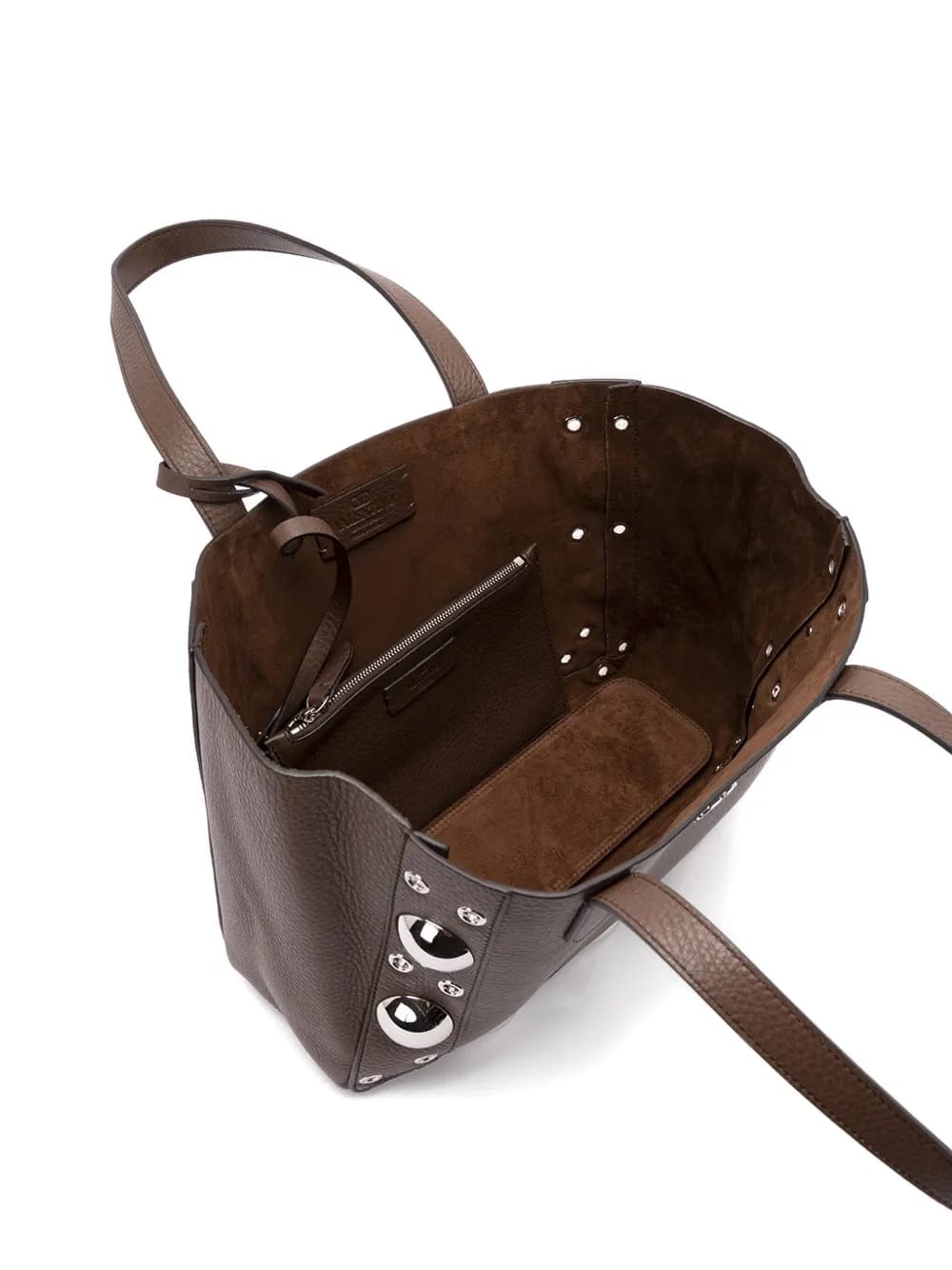 metallic-eyelet leather tote bag