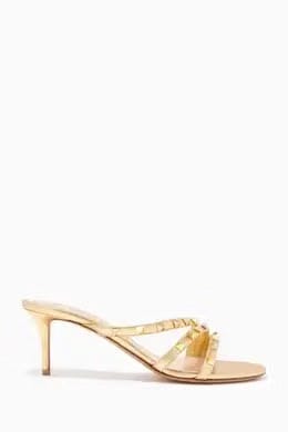 Valentino Garavani Rockstud Mules in Metallic Nappa