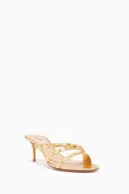 Valentino Garavani Rockstud Mules in Metallic Nappa