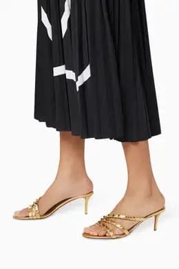 Valentino Garavani Rockstud Mules in Metallic Nappa