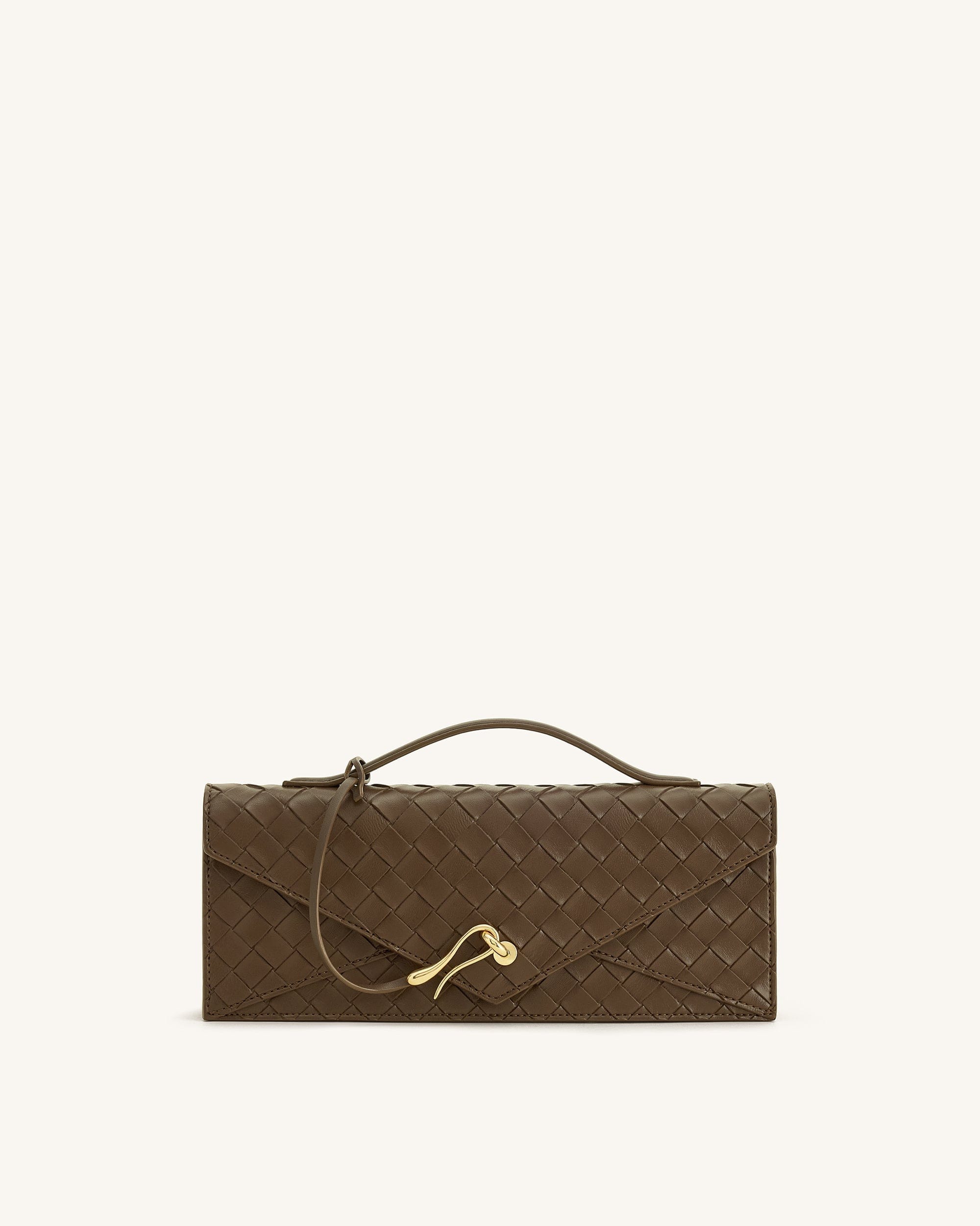 Celeste Woven Textured Envelope Top Handle Bag - Dark Brown