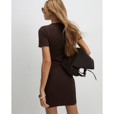 Brown Mini T-Shirt Dress