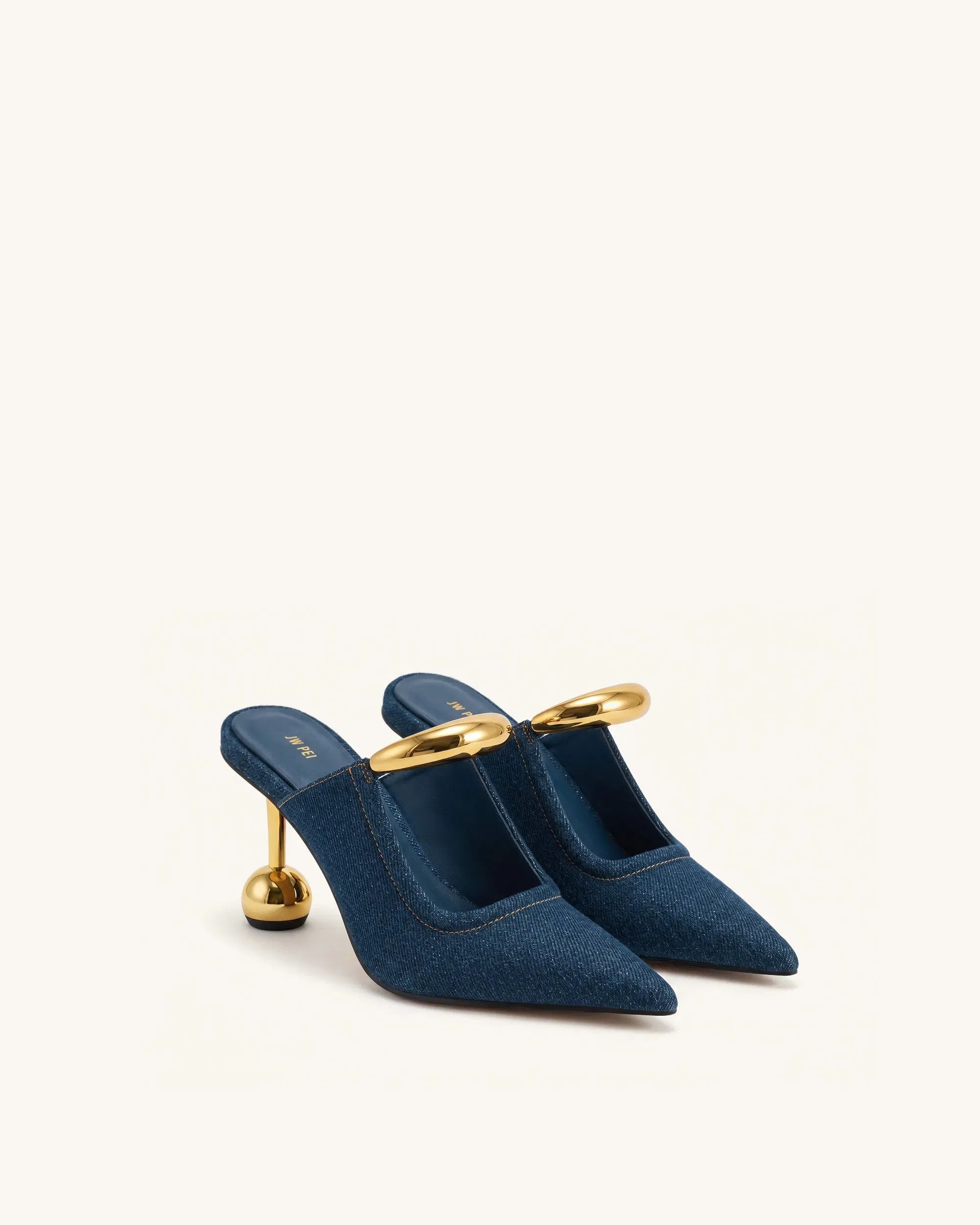 Sofia Metal Accent Sphere Heel Mules - Green