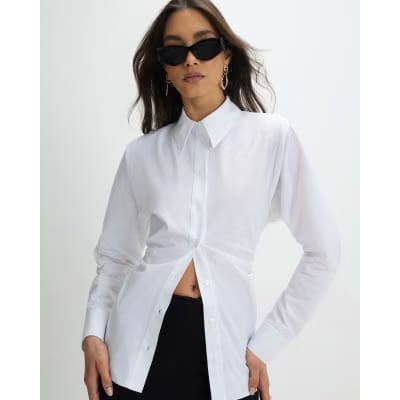 White Shoulder Pad Shirt