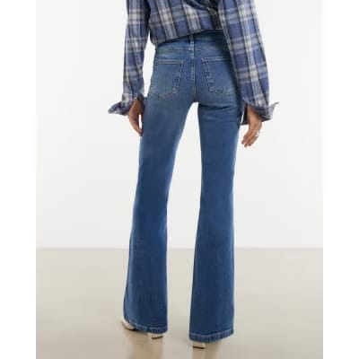 Blue Relaxed Flare Jeans