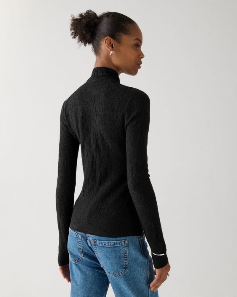 Lace Knit Turtleneck Top