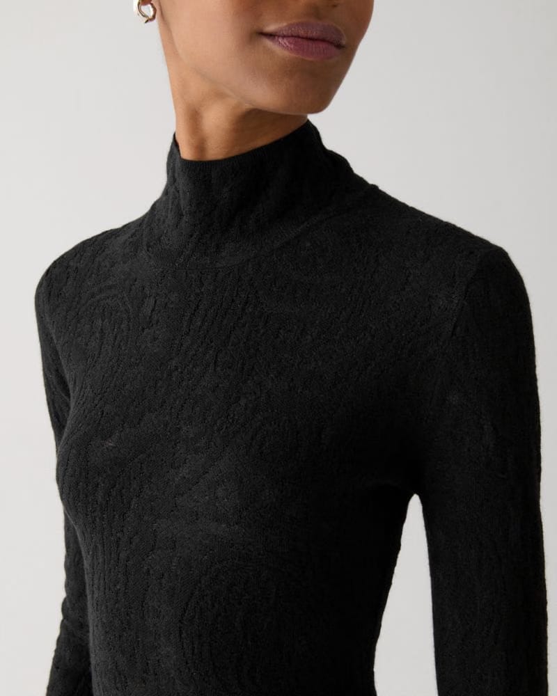Lace Knit Turtleneck Top