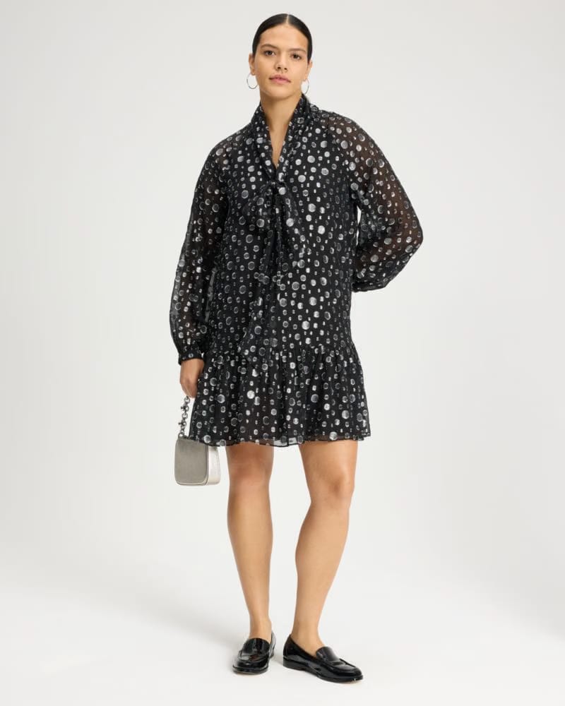 Space Dot Tie-neck Dress