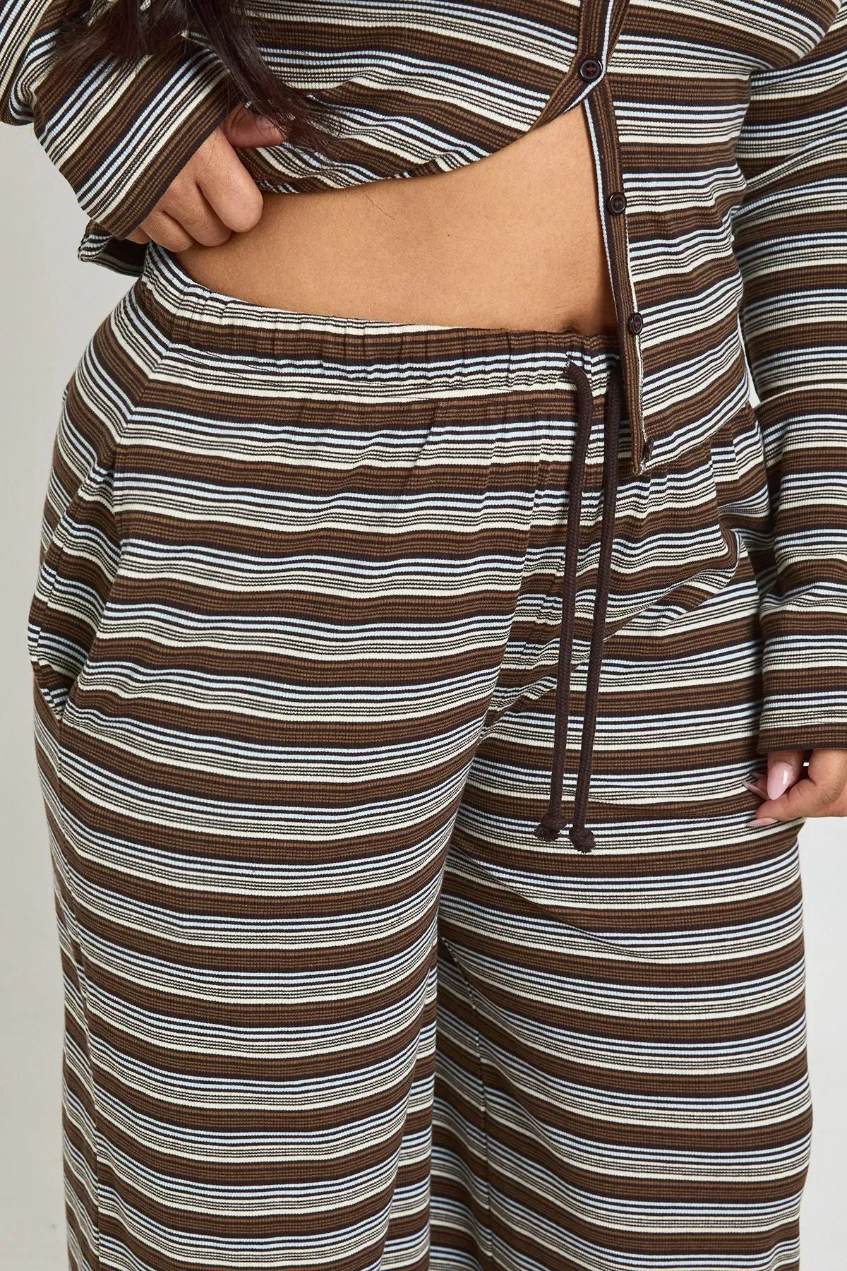 Plus Stripe Wide Leg Trousers