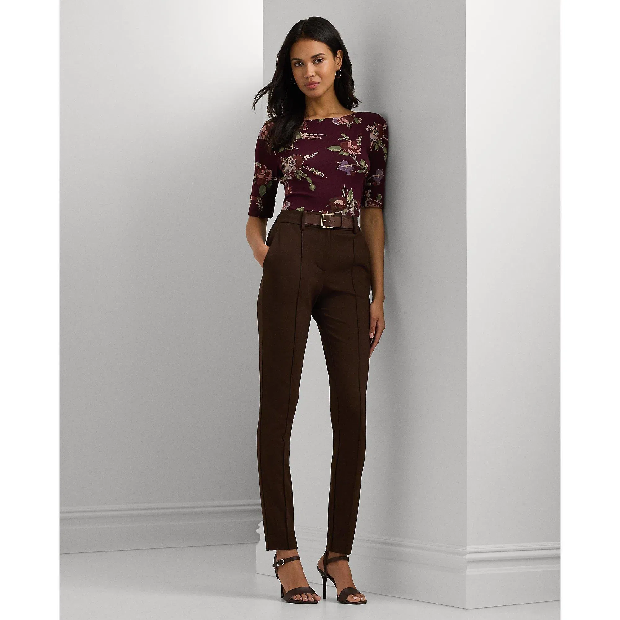Floral Stretch Boatneck T-Shirt