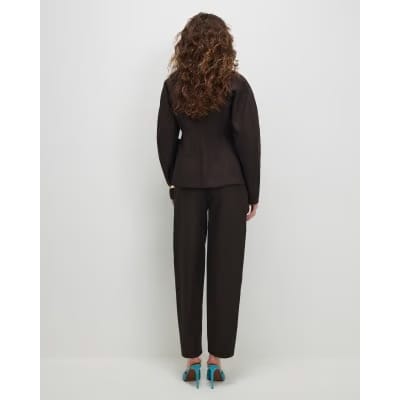 Brown High Waisted Tapered Trousers