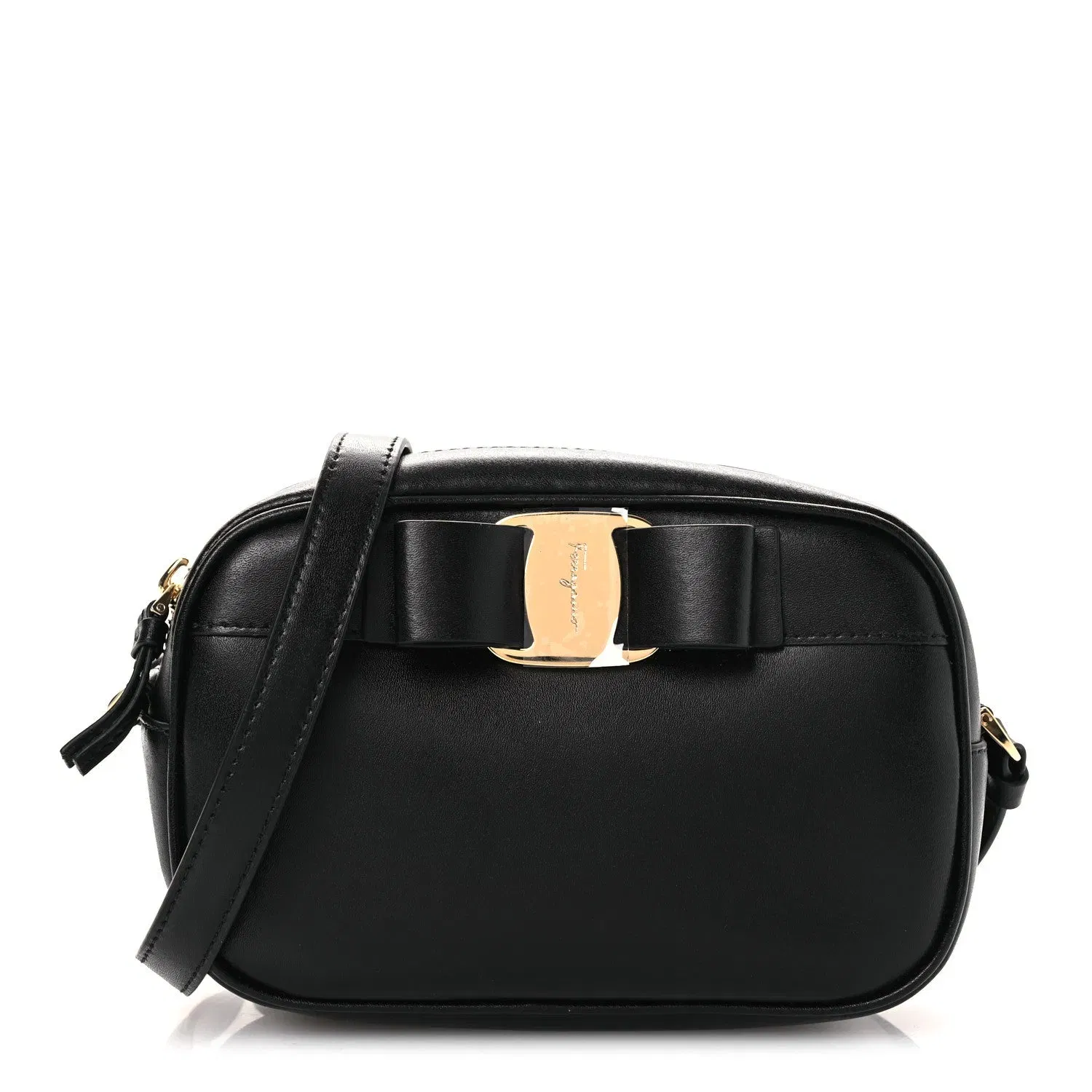 Smooth Calfskin Vara Bow Camera Bag Black