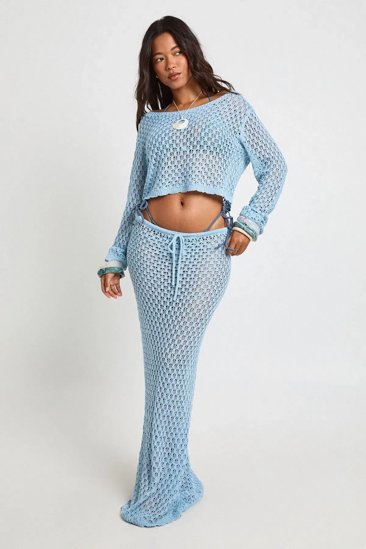 Crochet Knit Beach Maxi Skirt